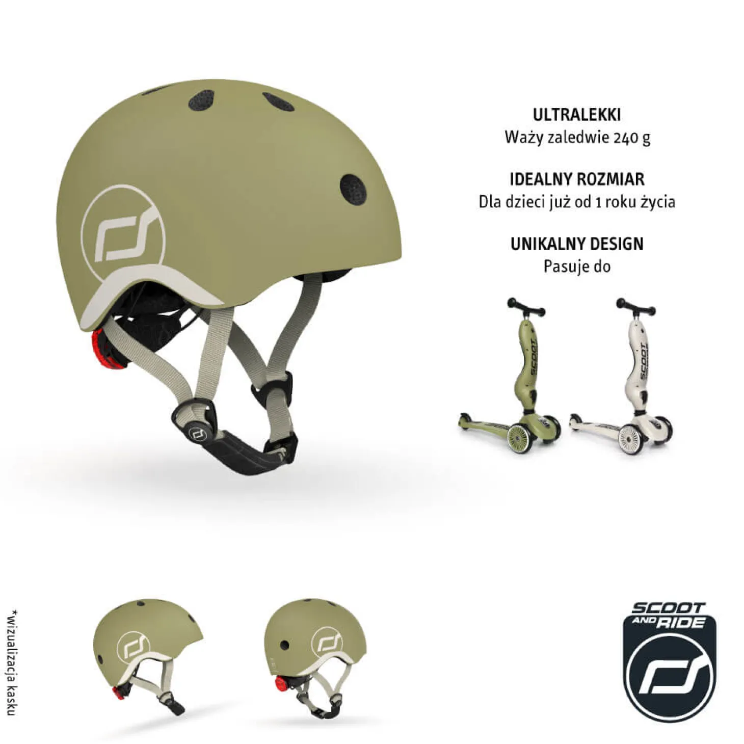 Kask XXS-S dla dzieci 1-5 lat Olive