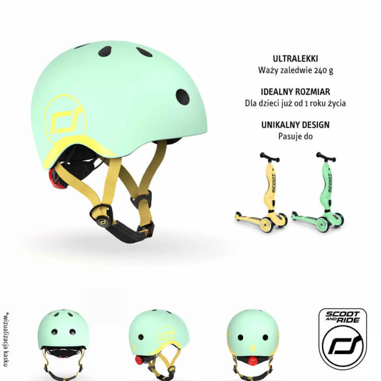 Kask XXS-S dla dzieci 1rż+Kiwi