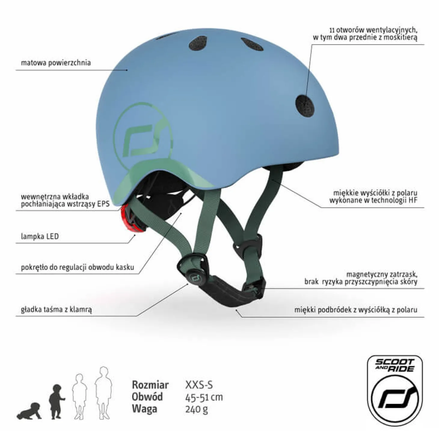 Kask XXS-S dla dzieci 1rż+ Steel
