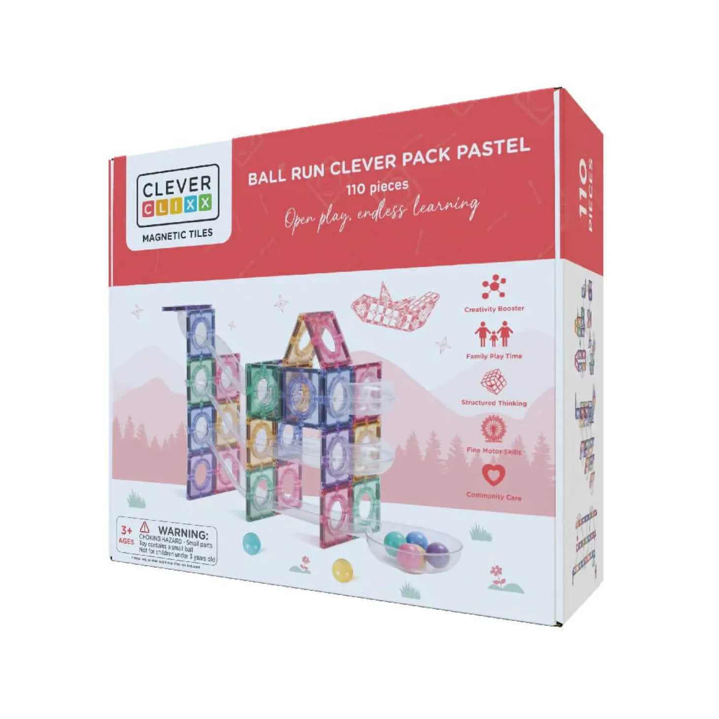 Klocki magnetyczne Ball Run Creative Pack Pastel - 110 el.