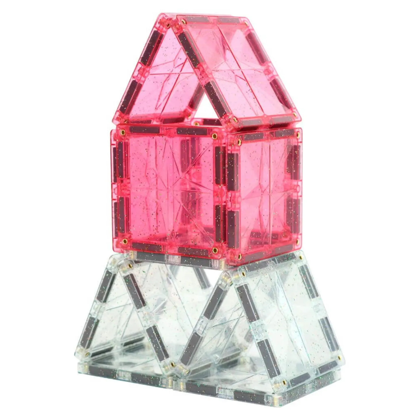 Klocki magnetyczne Glitter Tiles Pack Transparent & Pink - 16 el.