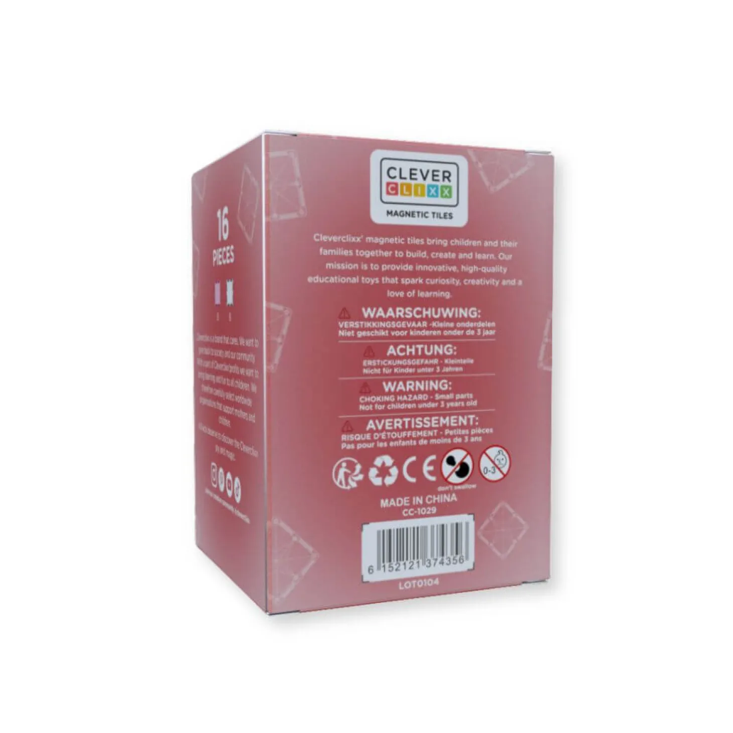 Klocki magnetyczne Glitter Tiles Pack Transparent & Pink - 16 el.
