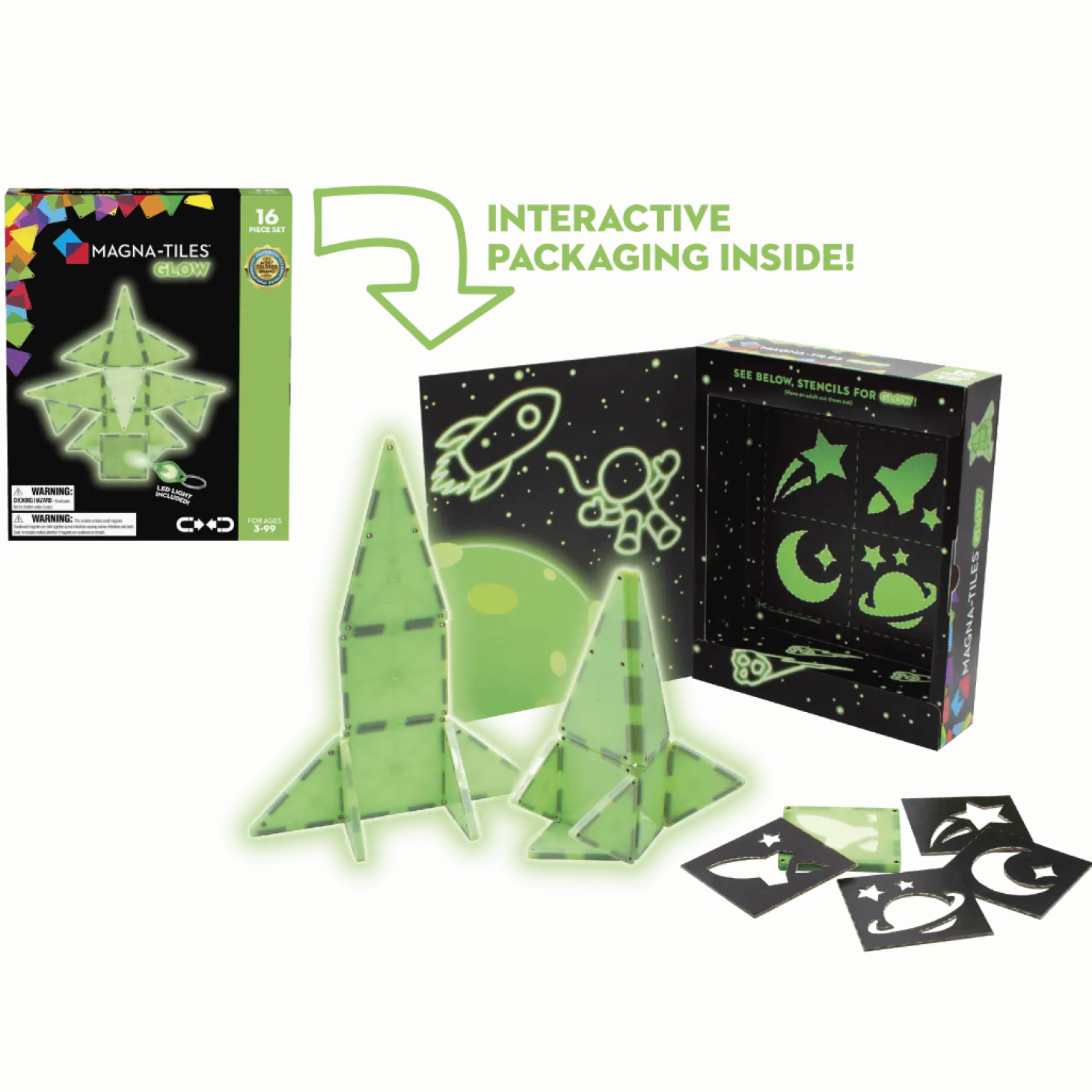 Klocki magnetyczne Glow 16 el.