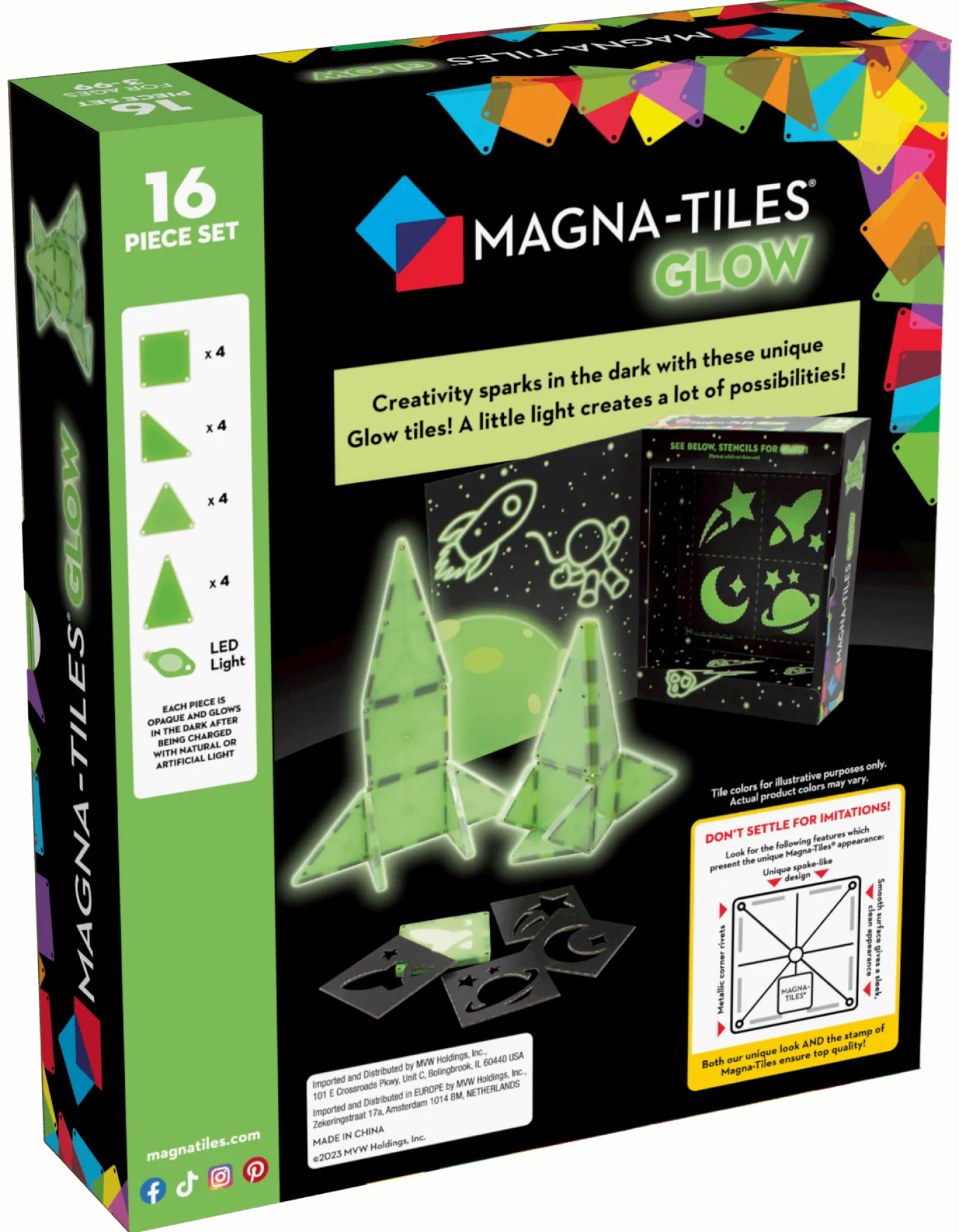 Klocki magnetyczne Glow 16 el.