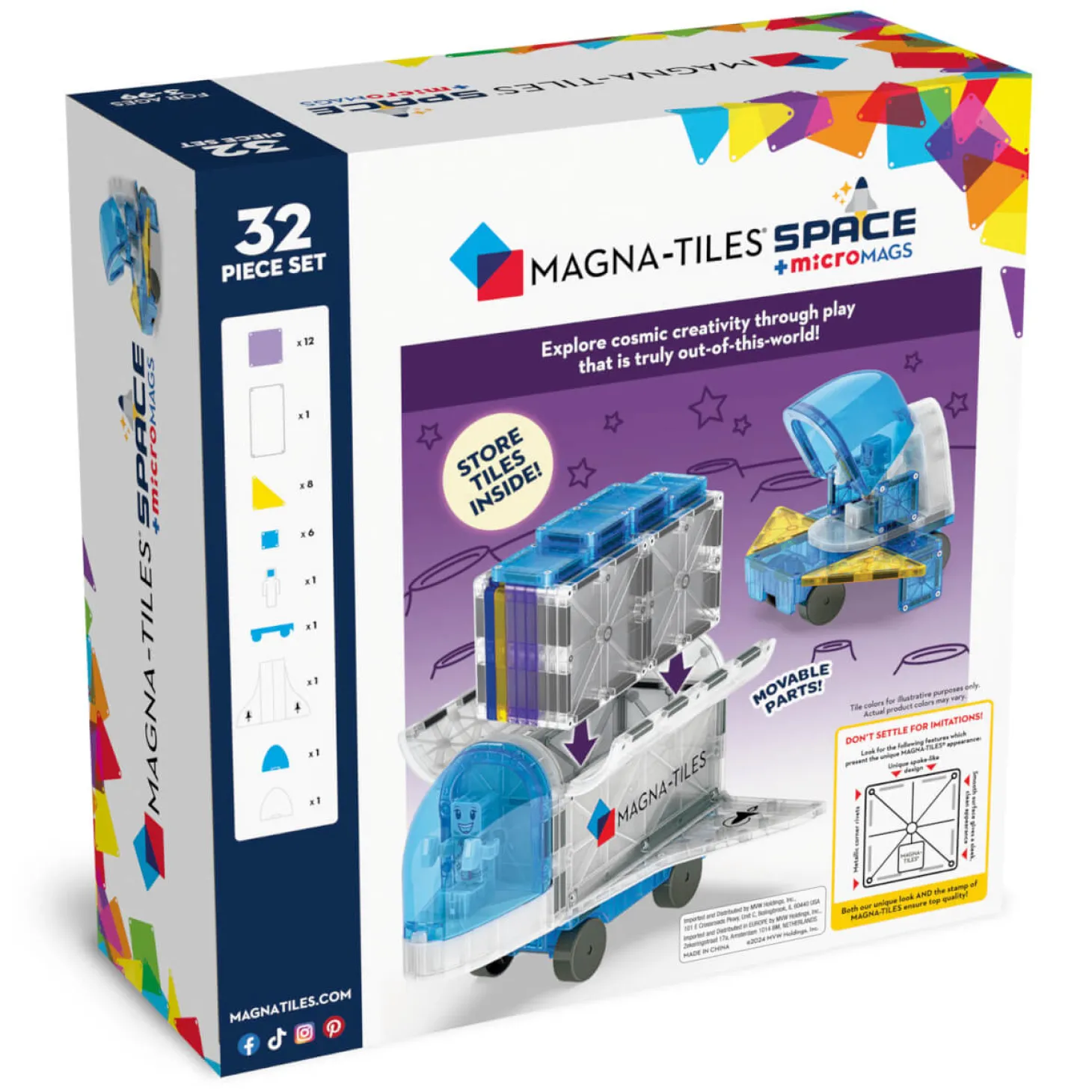 Klocki Magnetyczne Kosmos 32 el.