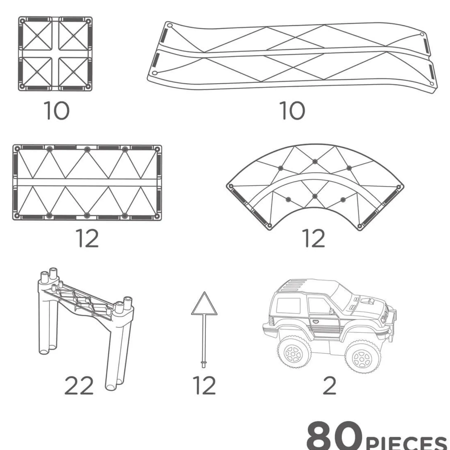 Klocki magnetyczne Large Race Track Pastel - 80 el.