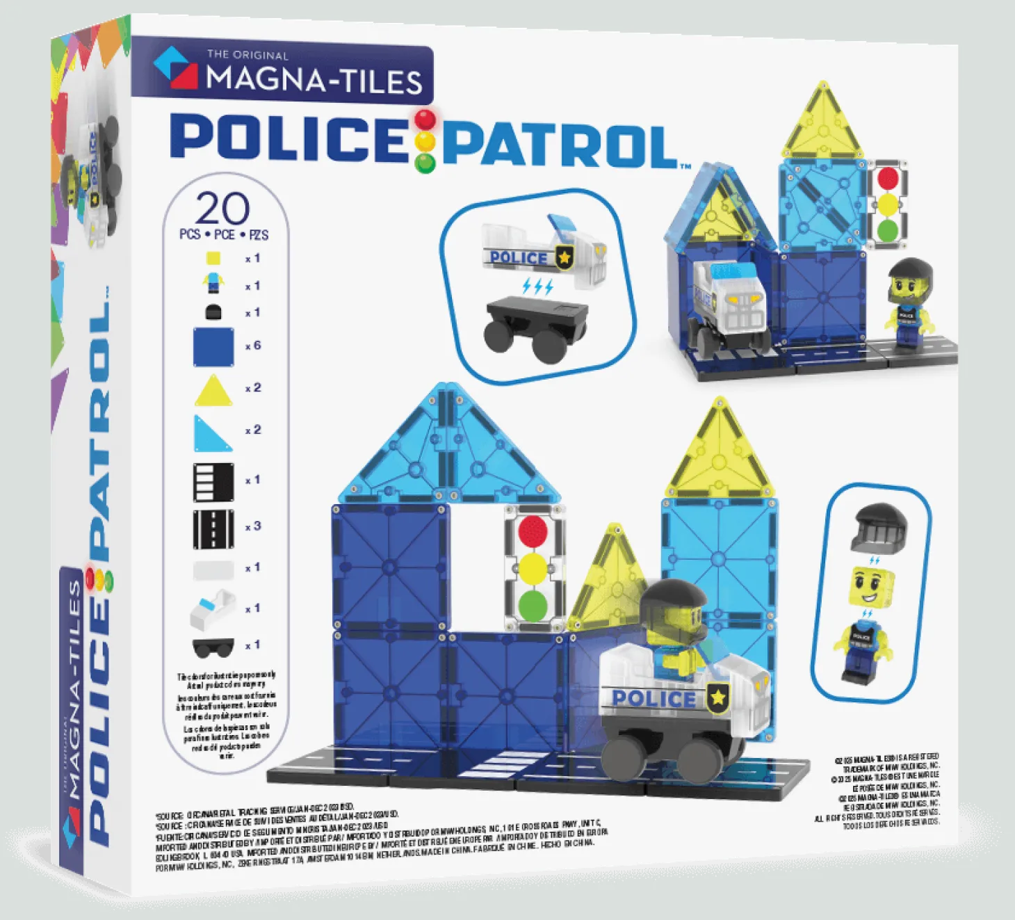 Klocki magnetyczne Patrol Policji 20 el.