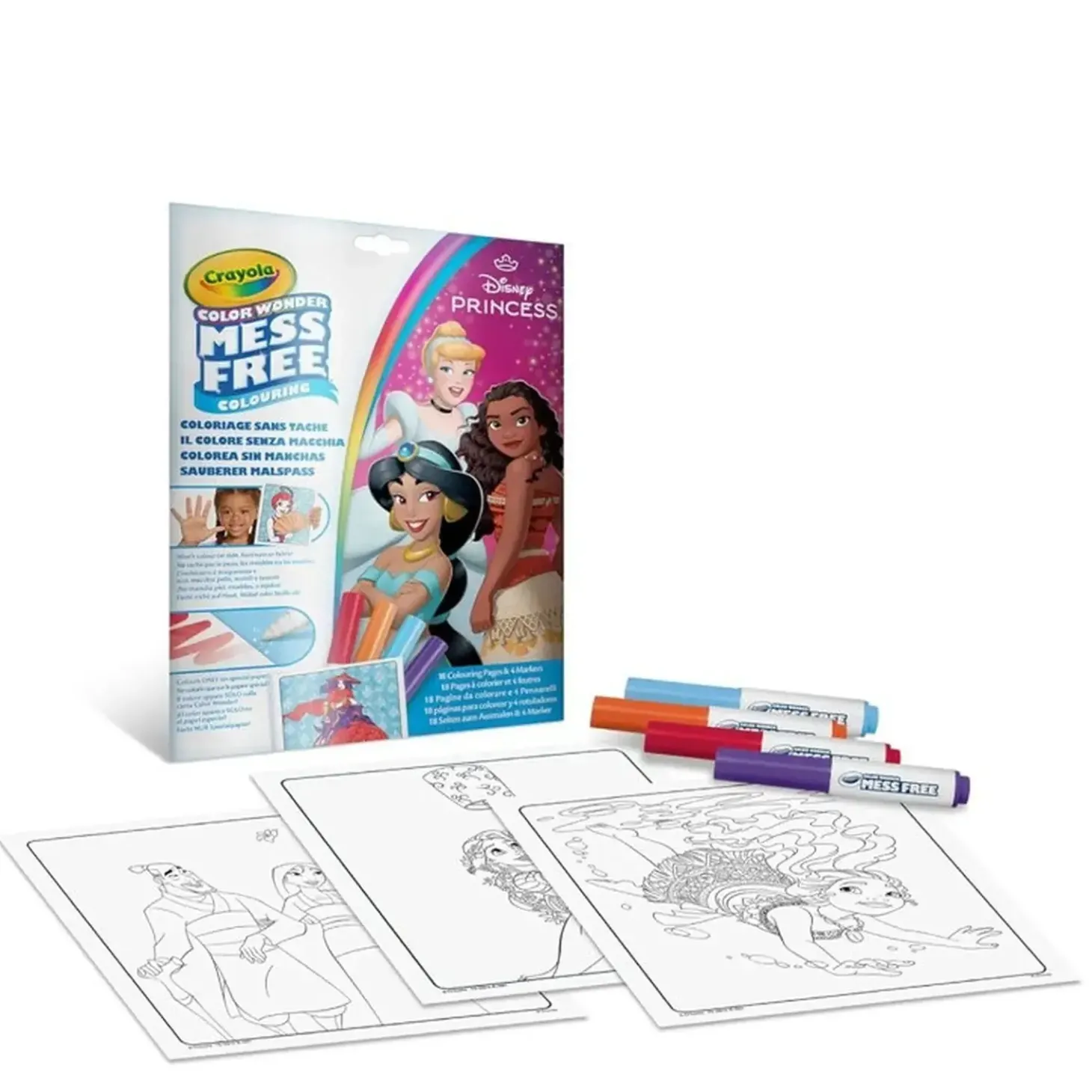 Kolorowanka dla dzieci i 4 niebrudzące magiczne flamastry Color Wonder Mess Free Księżniczki Disneya 3+