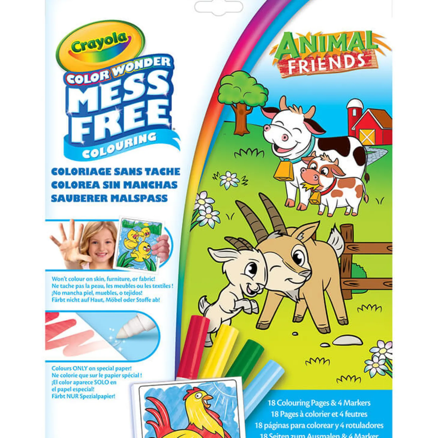 Kolorowanka dla dzieci i 4 niebrudzące magiczne flamastry Color Wonder Mess Free Animal Friends 3+