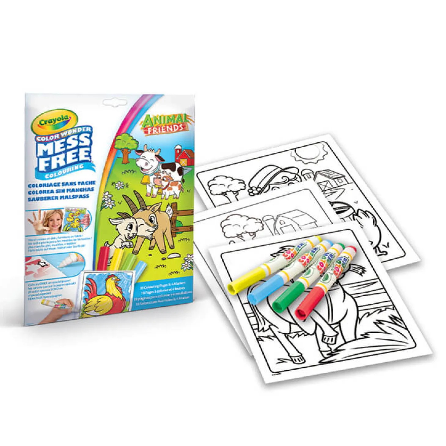 Kolorowanka dla dzieci i 4 niebrudzące magiczne flamastry Color Wonder Mess Free Animal Friends 3+
