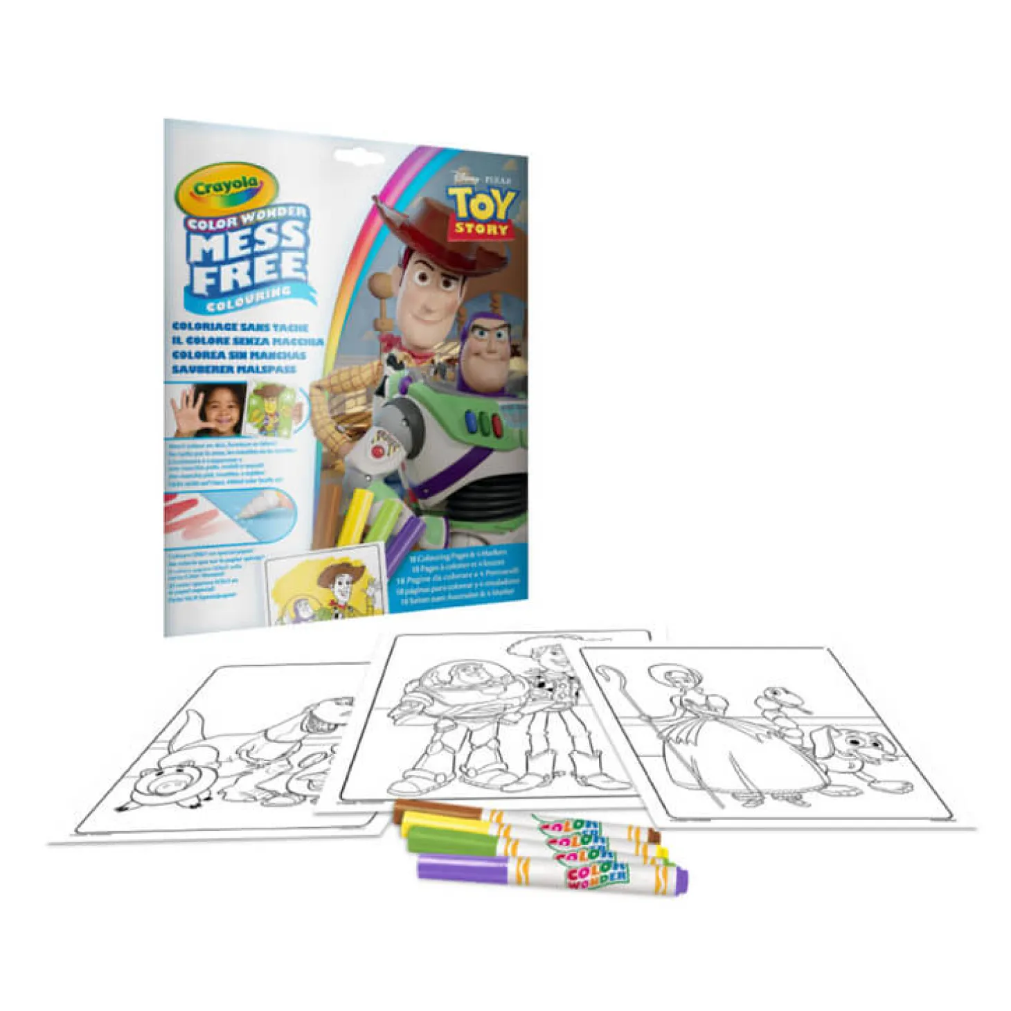 Kolorowanka dla dzieci i 4 niebrudzące magiczne flamastry Color Wonder Mess Free Toy Story 3+