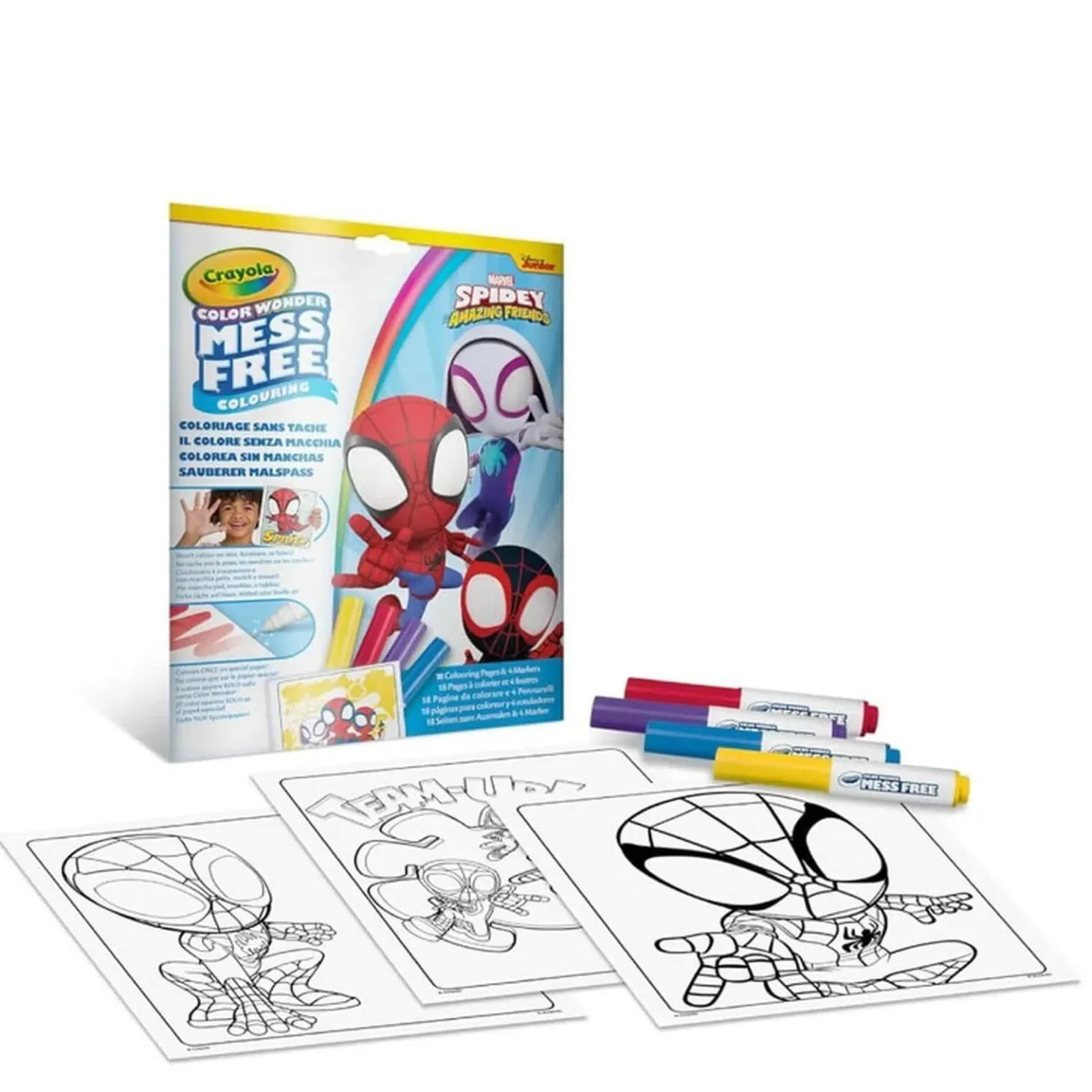 Kolorowanka dla dzieci i 4 niebrudzące magiczne flamastry Color Wonder Mess Free Spidey i super-kumple 3+