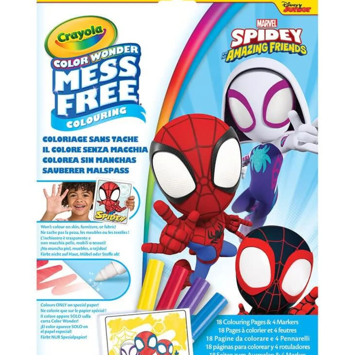 Kolorowanka dla dzieci i 4 niebrudzące magiczne flamastry Color Wonder Mess Free Spidey i super-kumple 3+
