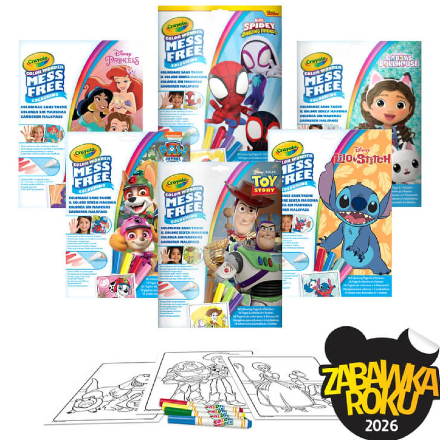 Kolorowanka dla dzieci i 4 niebrudzące magiczne flamastry Color Wonder Mess Free Koci Domek Gabi 3+