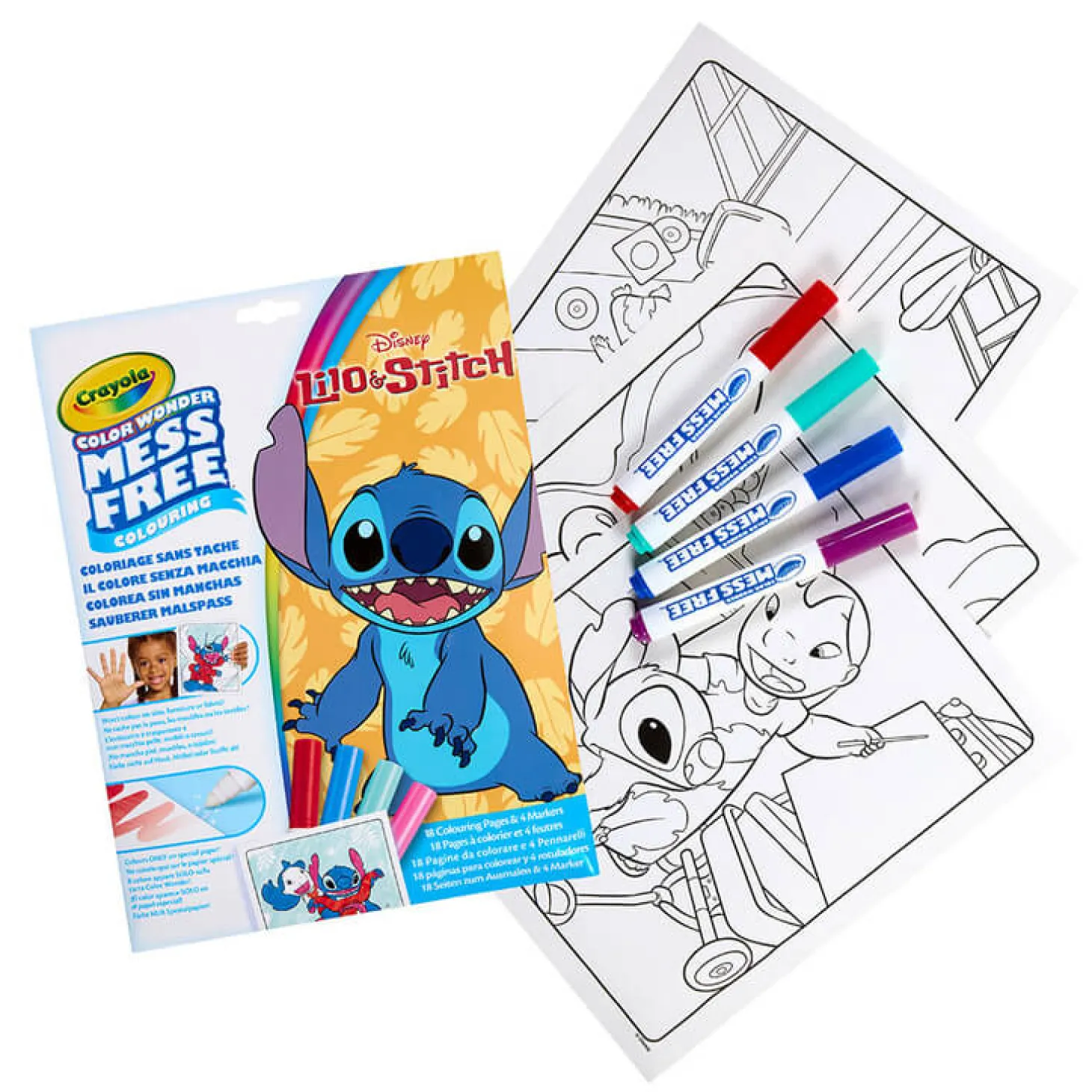Kolorowanka dla dzieci i 4 niebrudzące magiczne flamastry Color Wonder Mess Free Lilo i Stitch 3+