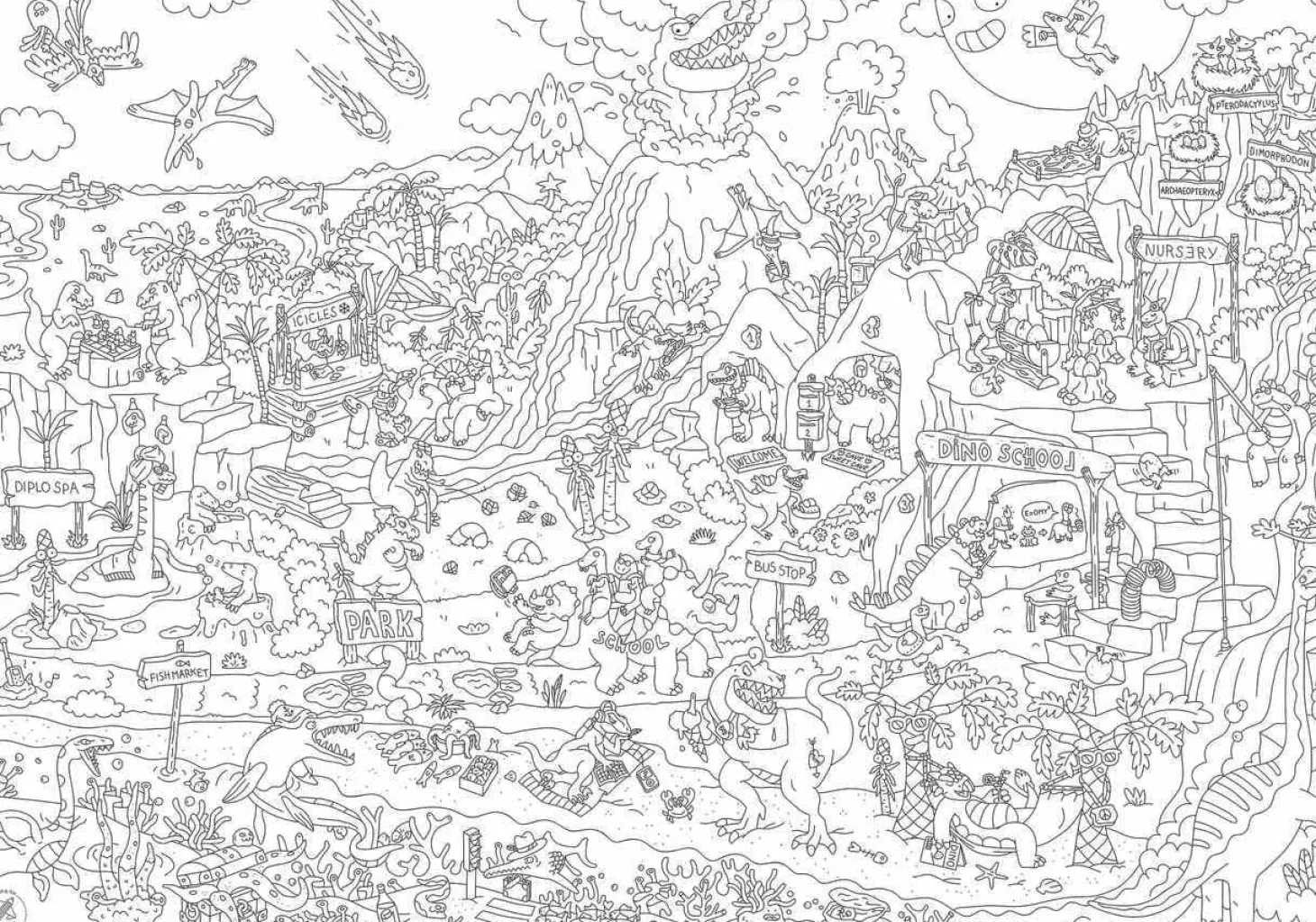 Kolorowanka 100x70cm DINOZAURY