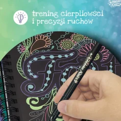 Kolorowanki z czarnymi kartkami i pisakami M Coralia