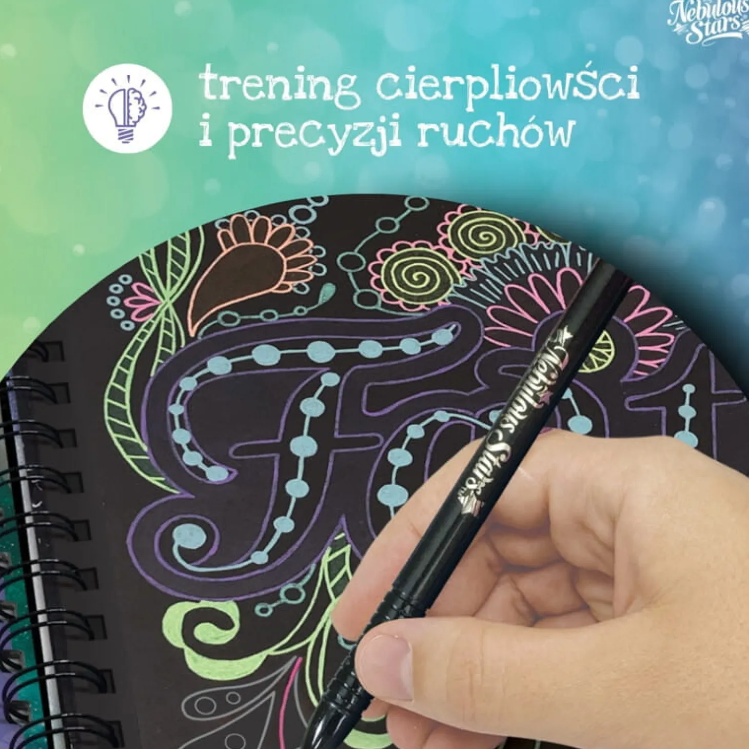 Kolorowanki z czarnymi kartkami i pisakami M Coralia