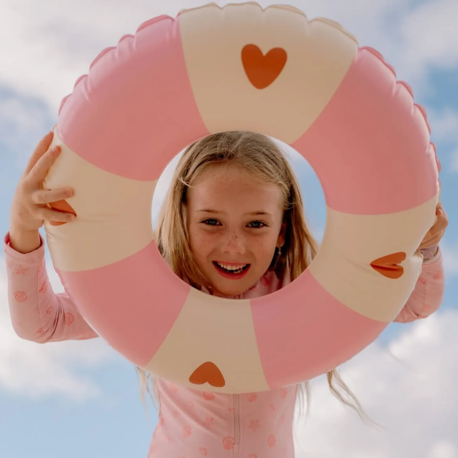 Koło do pływania dla dzieci Ø55 cm - Pink, Cozy Hearts