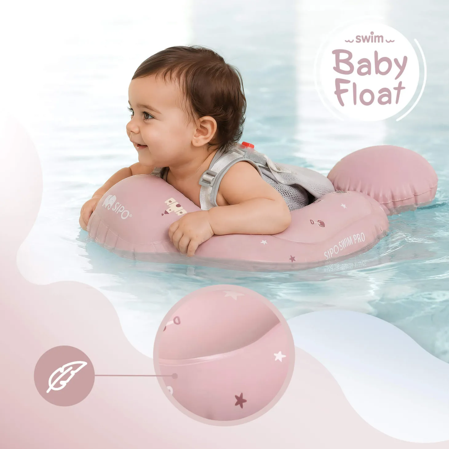 Koło treningowe do nauki pływania 6-36m (11-18 kg) - różowe
