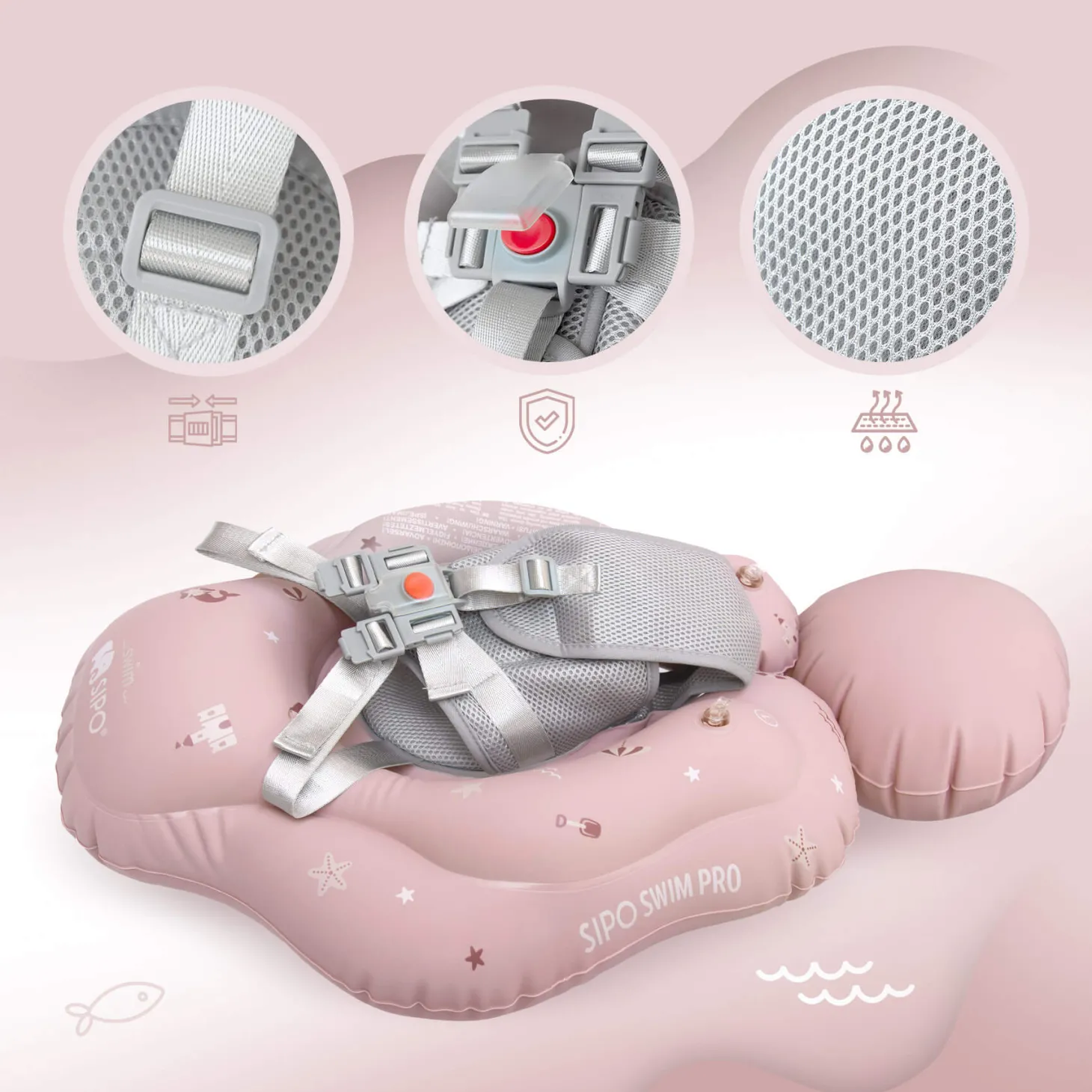 Koło treningowe do nauki pływania 6-36m (11-18 kg) - różowe