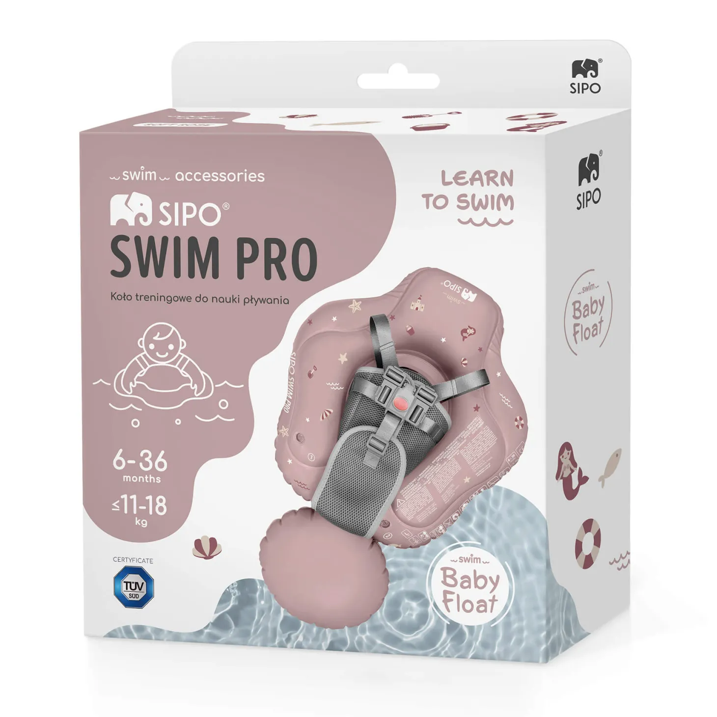 Koło treningowe do nauki pływania 6-36m (11-18 kg) - różowe