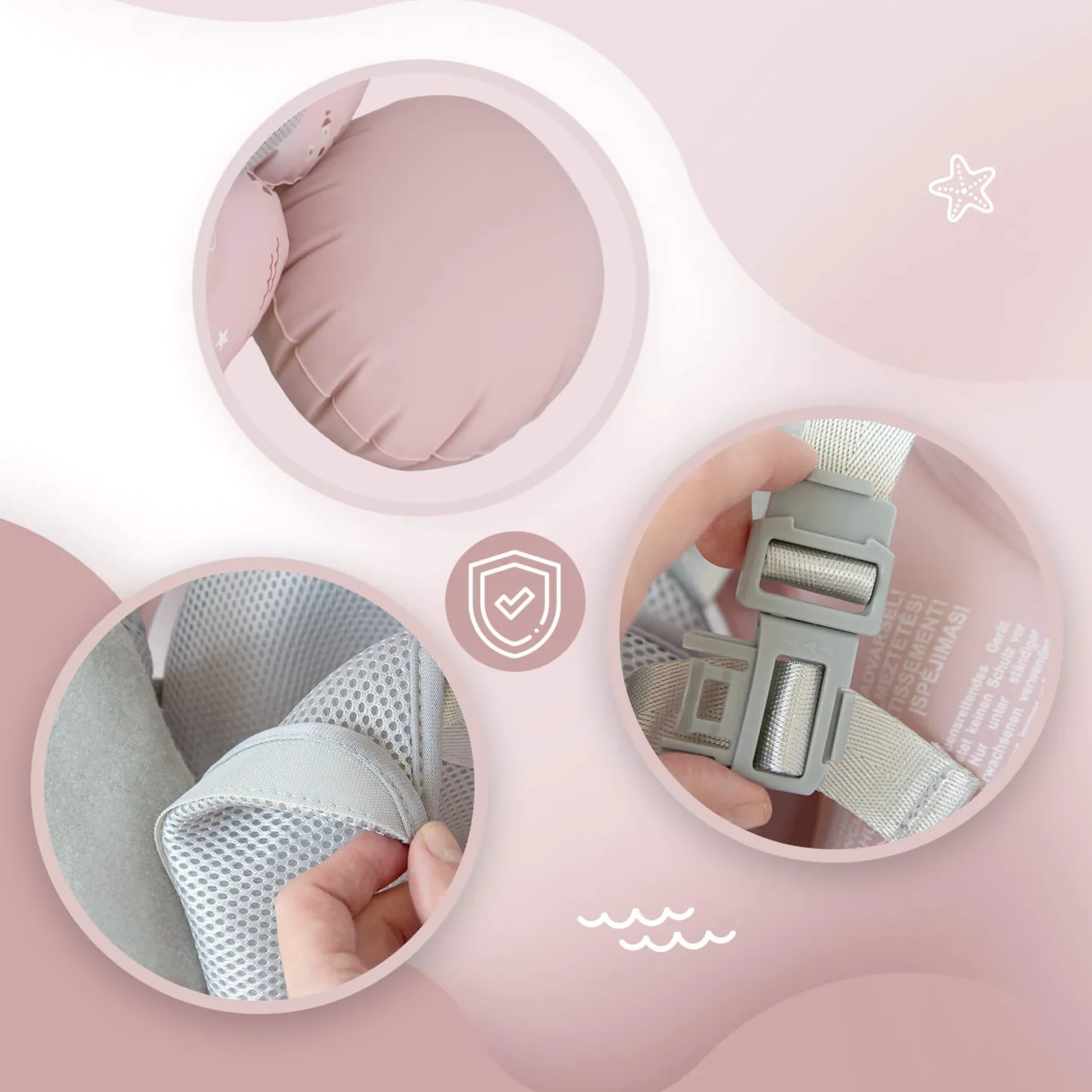 Koło treningowe do nauki pływania 6-36m (11-18 kg) - różowe