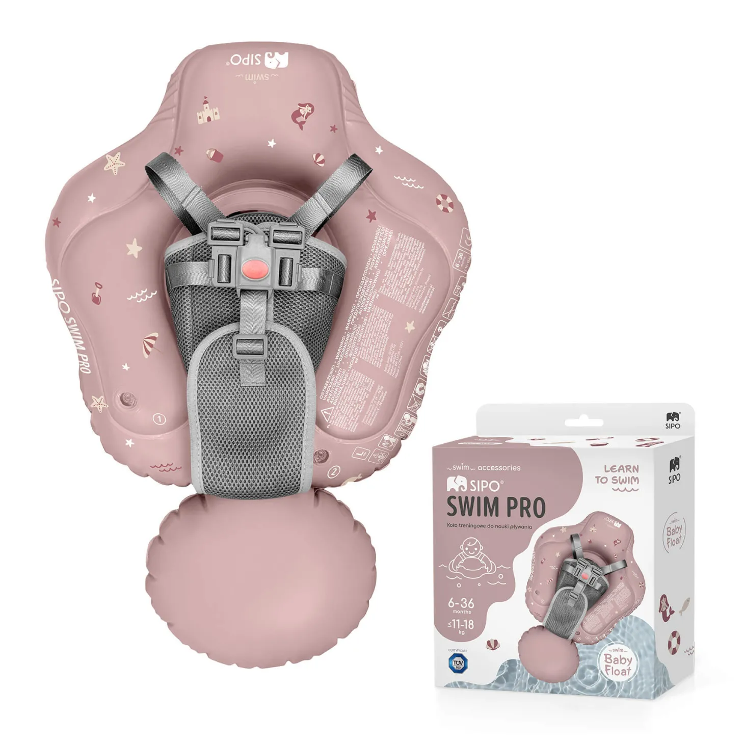 Koło treningowe do nauki pływania 6-36m (11-18 kg) - różowe