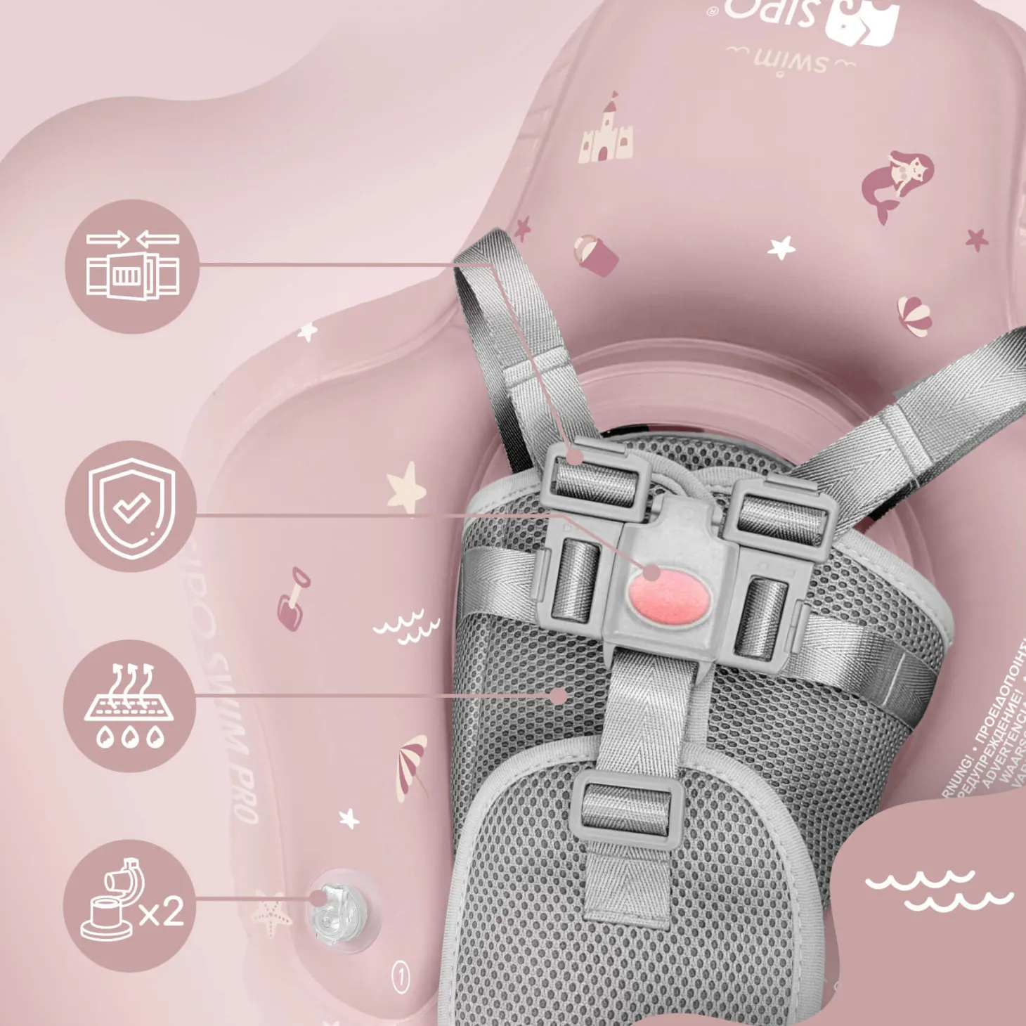 Koło treningowe do nauki pływania 6-36m (11-18 kg) - różowe