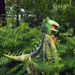 Kostium peleryna z kapturem - maską zielony dinozaur T-rex, 4-7 lat
