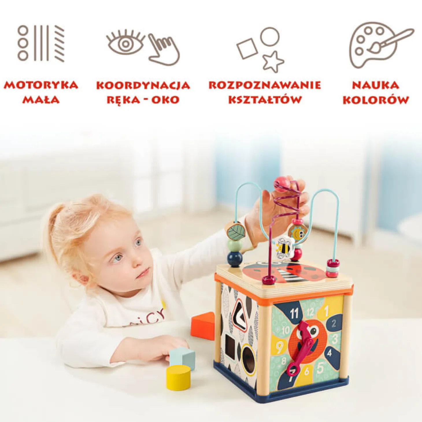 Kostka edukacyjna dla niemowląt, 1+