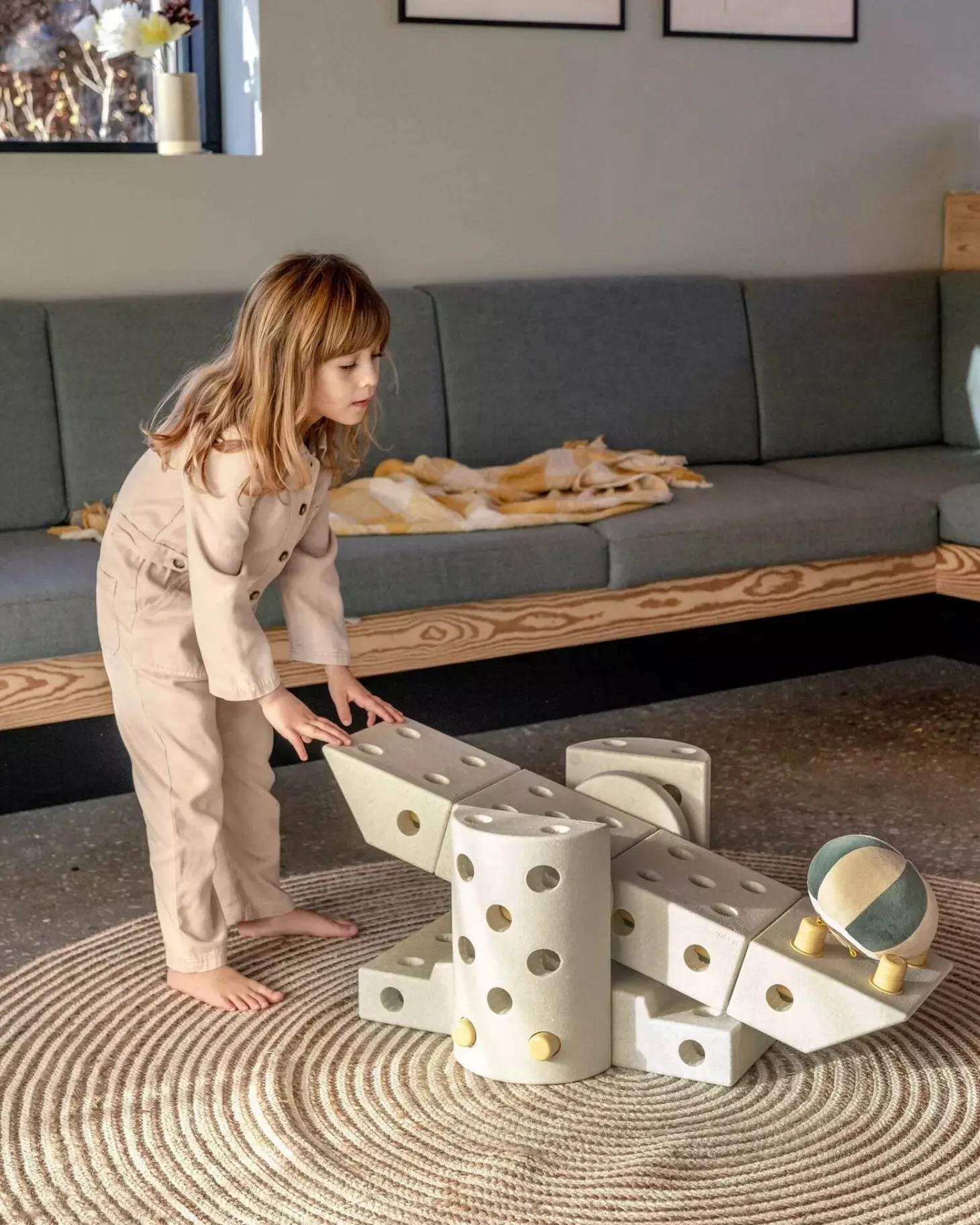 Kreatywne klocki rozwijające motorykę dużą, Dreamer kit 12 in 1 - Sand Grey, Honey Yellow