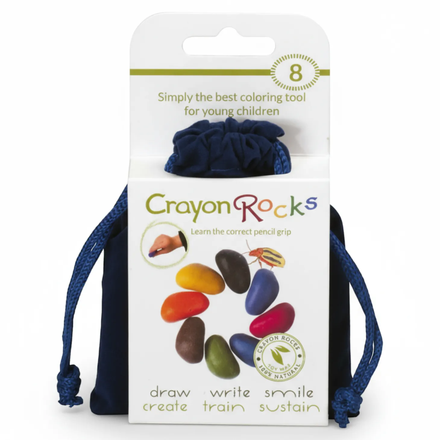 Kredki Crayon Rocks w aksamitnym woreczku - 8 kolorów