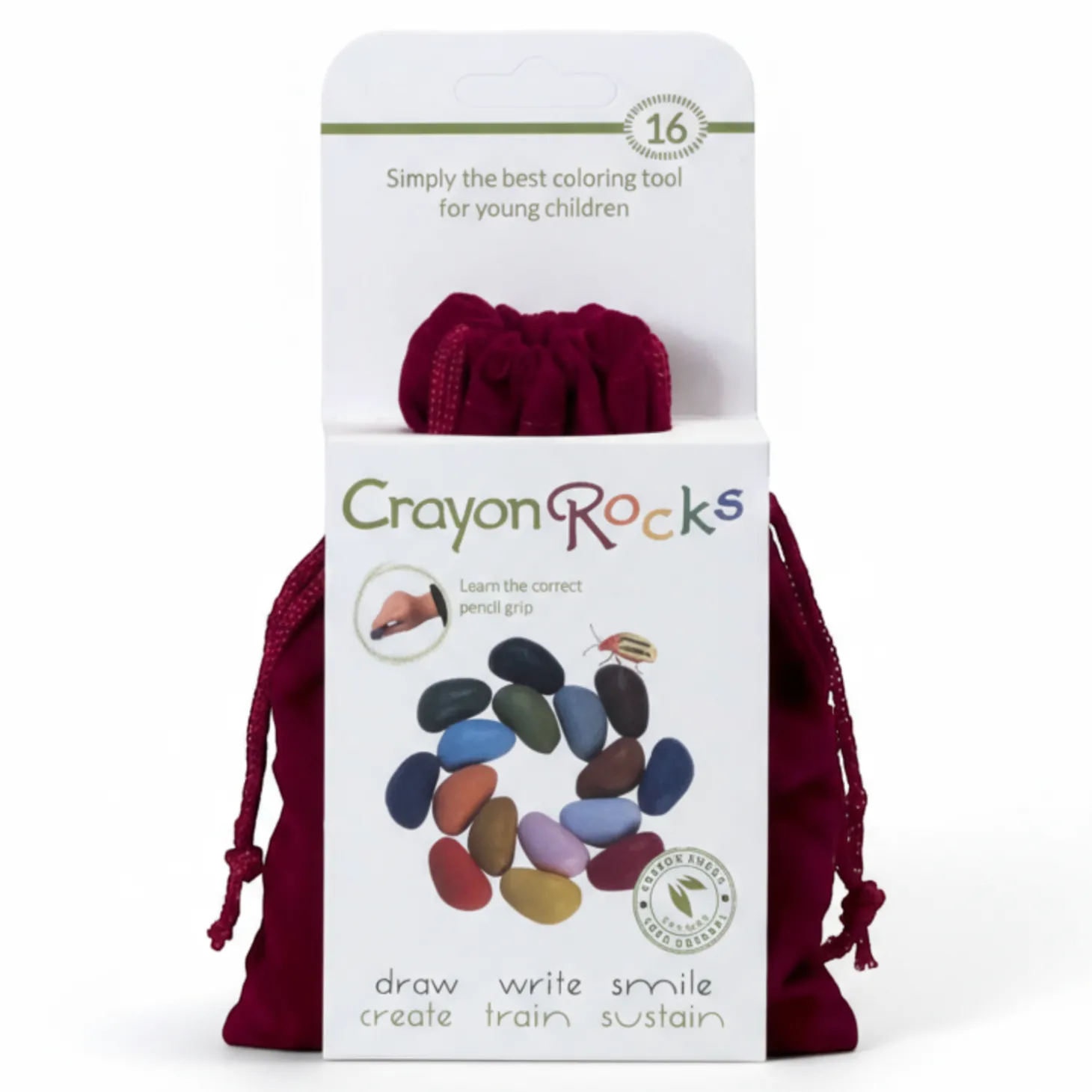 Kredki Crayon Rocks w aksamitnym woreczku - 16 kolorów