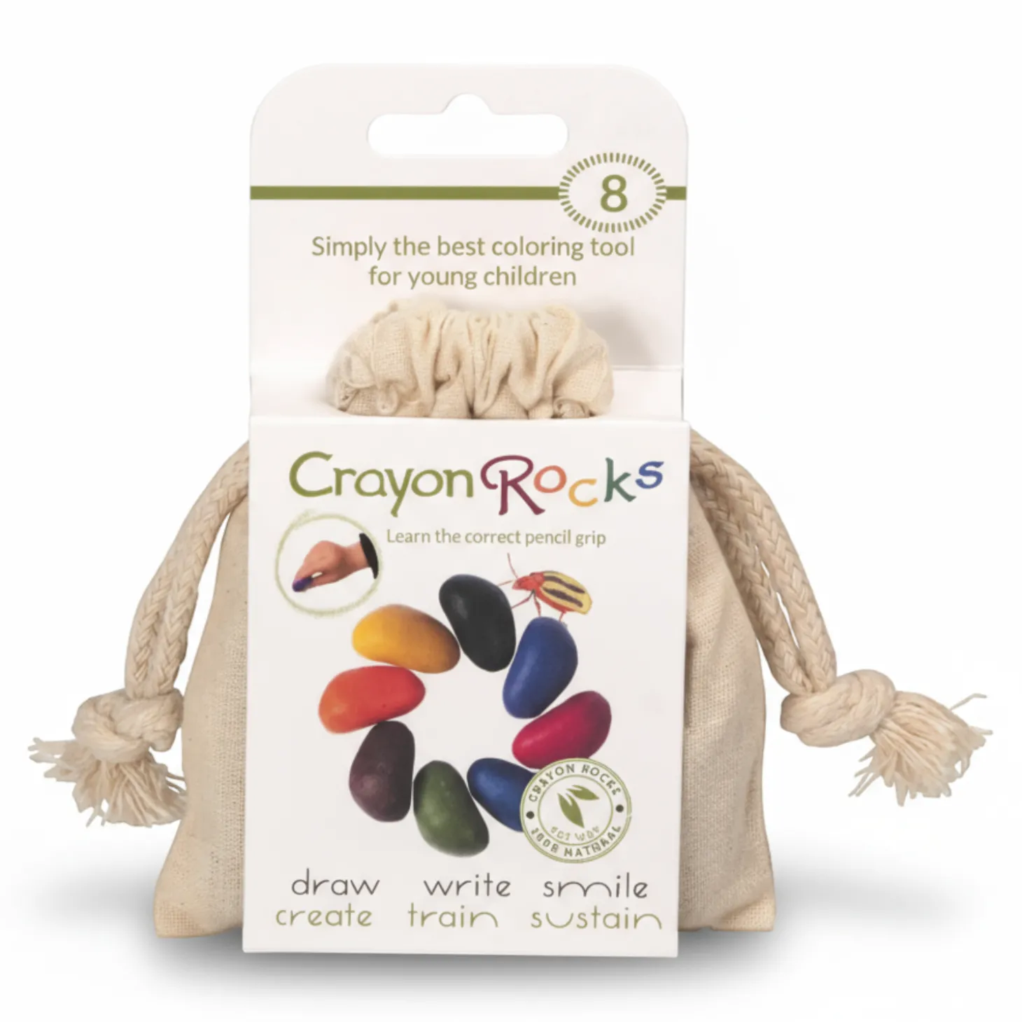 Kredki Crayon Rocks w bawełnianym woreczku - 8 kolorów