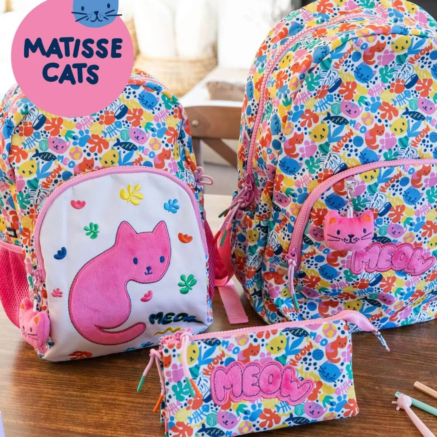 Kwadratowy piórnik dwukomorowy - Matisse Cat