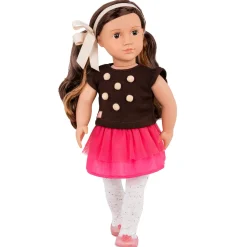 Lalka AVIA 46cm - Brunetka w bluzce z pomponikami