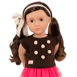 Lalka AVIA 46cm - Brunetka w bluzce z pomponikami