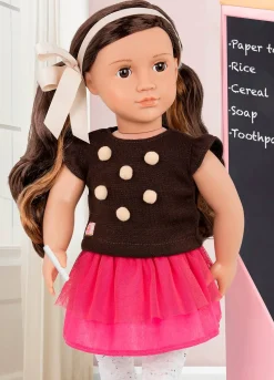 Lalka AVIA 46cm - Brunetka w bluzce z pomponikami