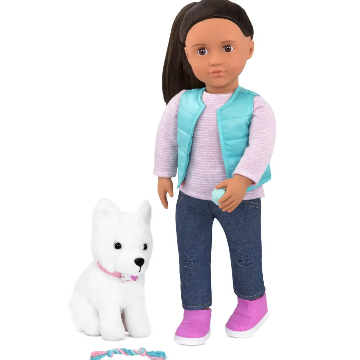 Lalka CASSIE 46cm – ze szczeniakiem rasy Samoyed