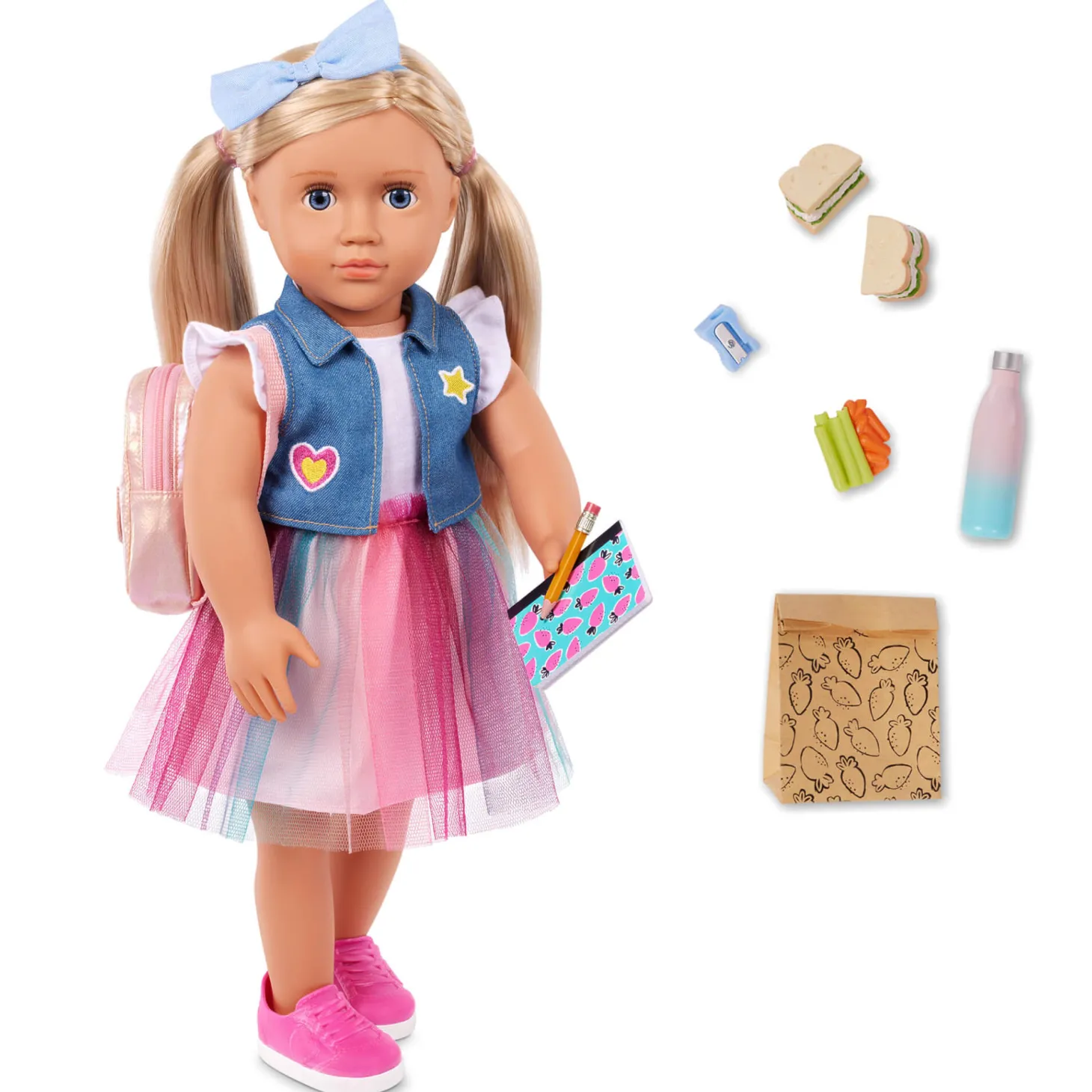 Lalka EVIE 46cm - uczennica z tornistrem i akcesoriami szkolnymi