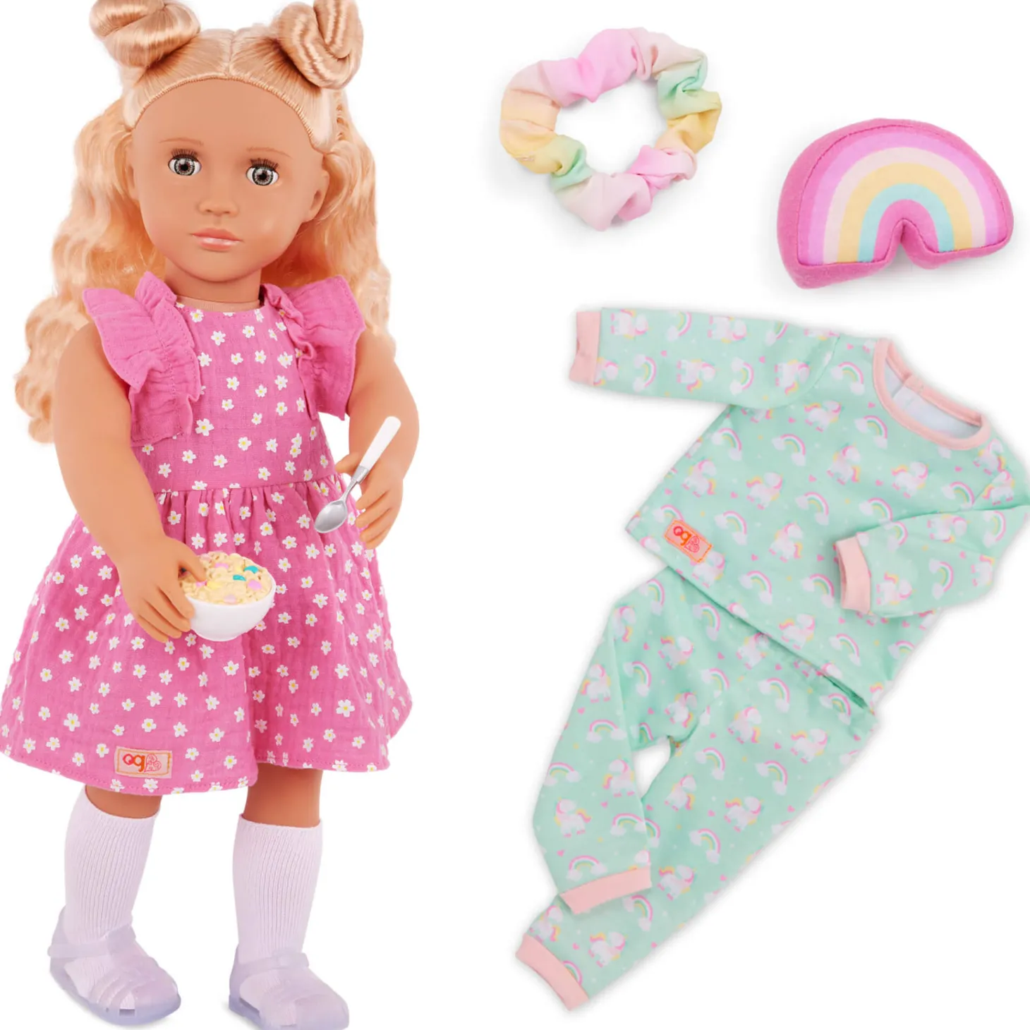 Lalka GILLIAN 46cm - z koczkami i piżamką w komplecie