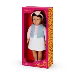 Lalka PAULINA 46cm - Brunetka w opasce z kokardką