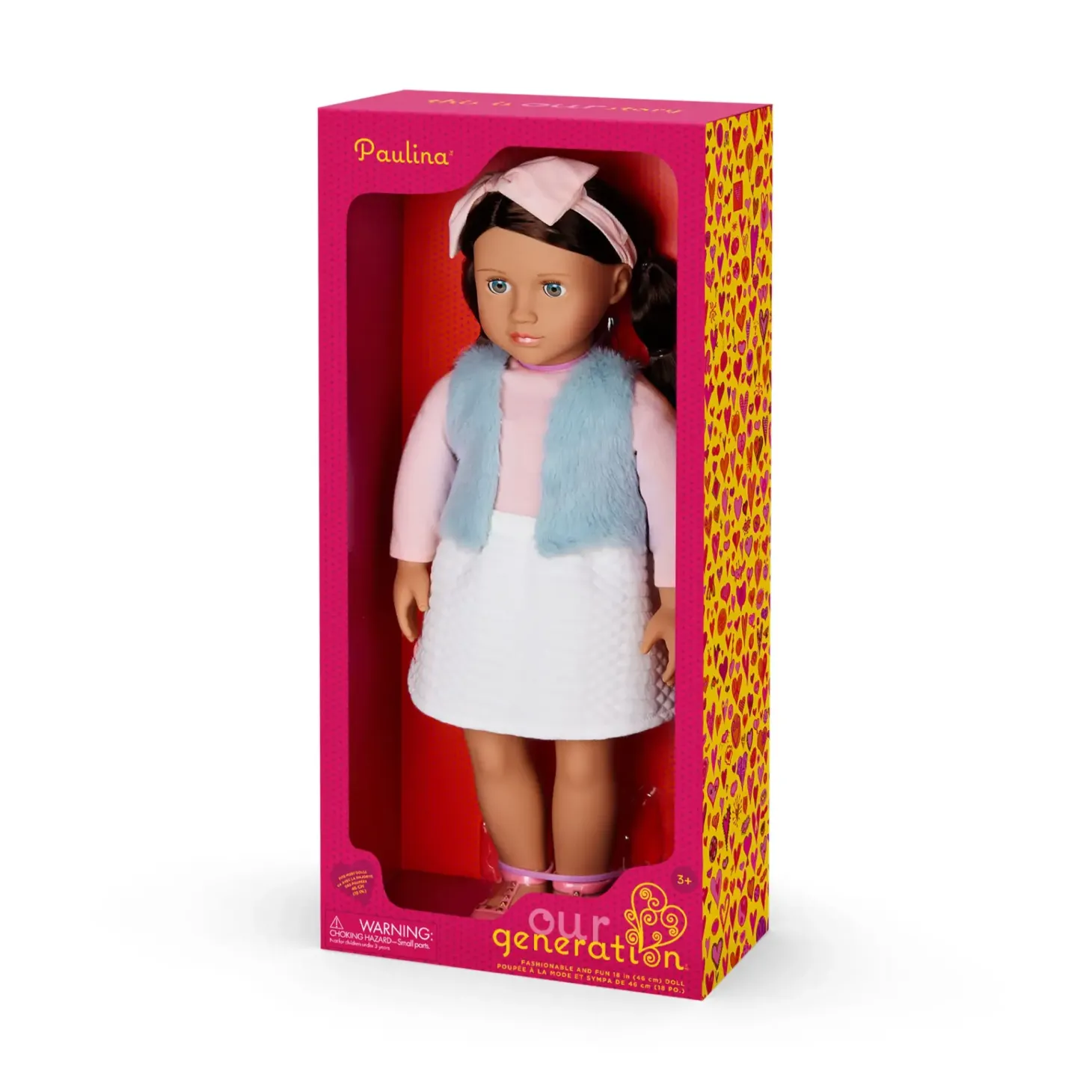 Lalka PAULINA 46cm - Brunetka w opasce z kokardką