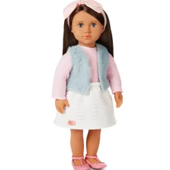 Lalka PAULINA 46cm - Brunetka w opasce z kokardką