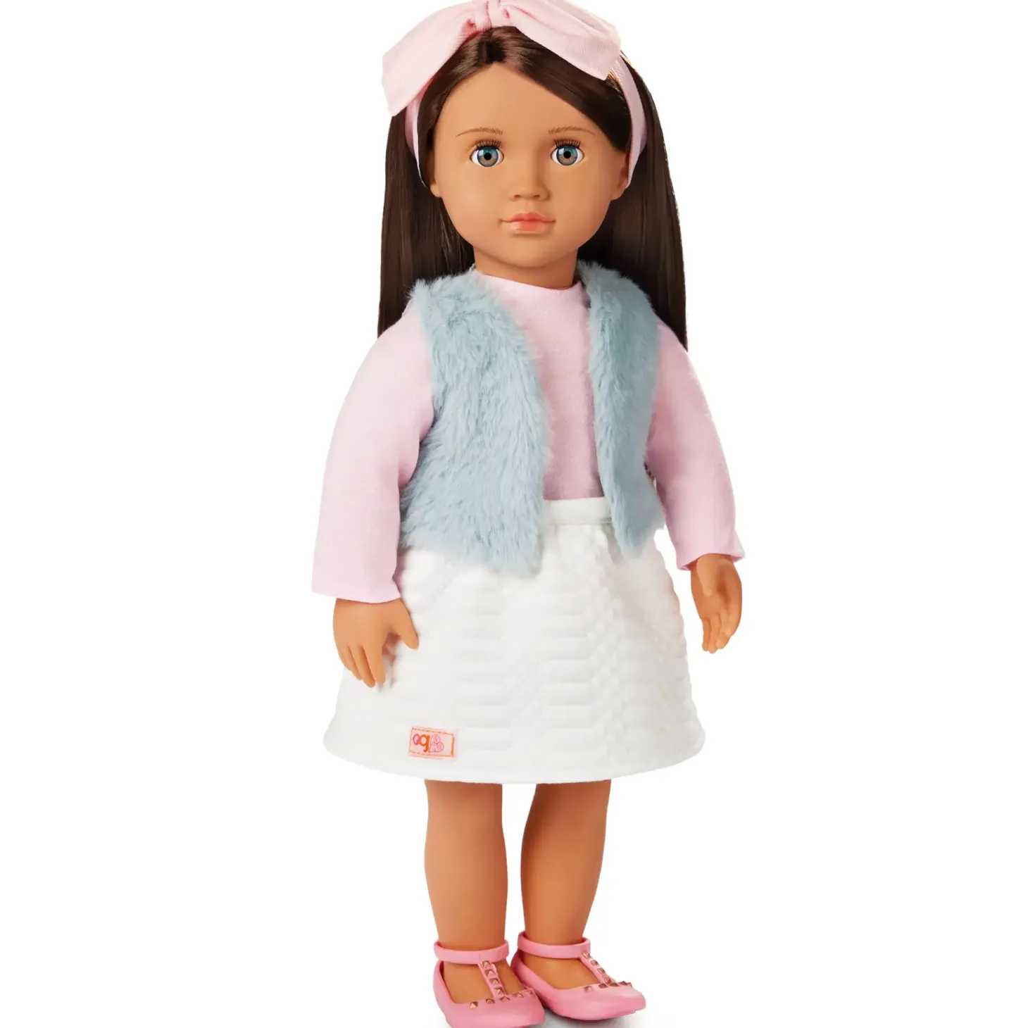 Lalka PAULINA 46cm - Brunetka w opasce z kokardką