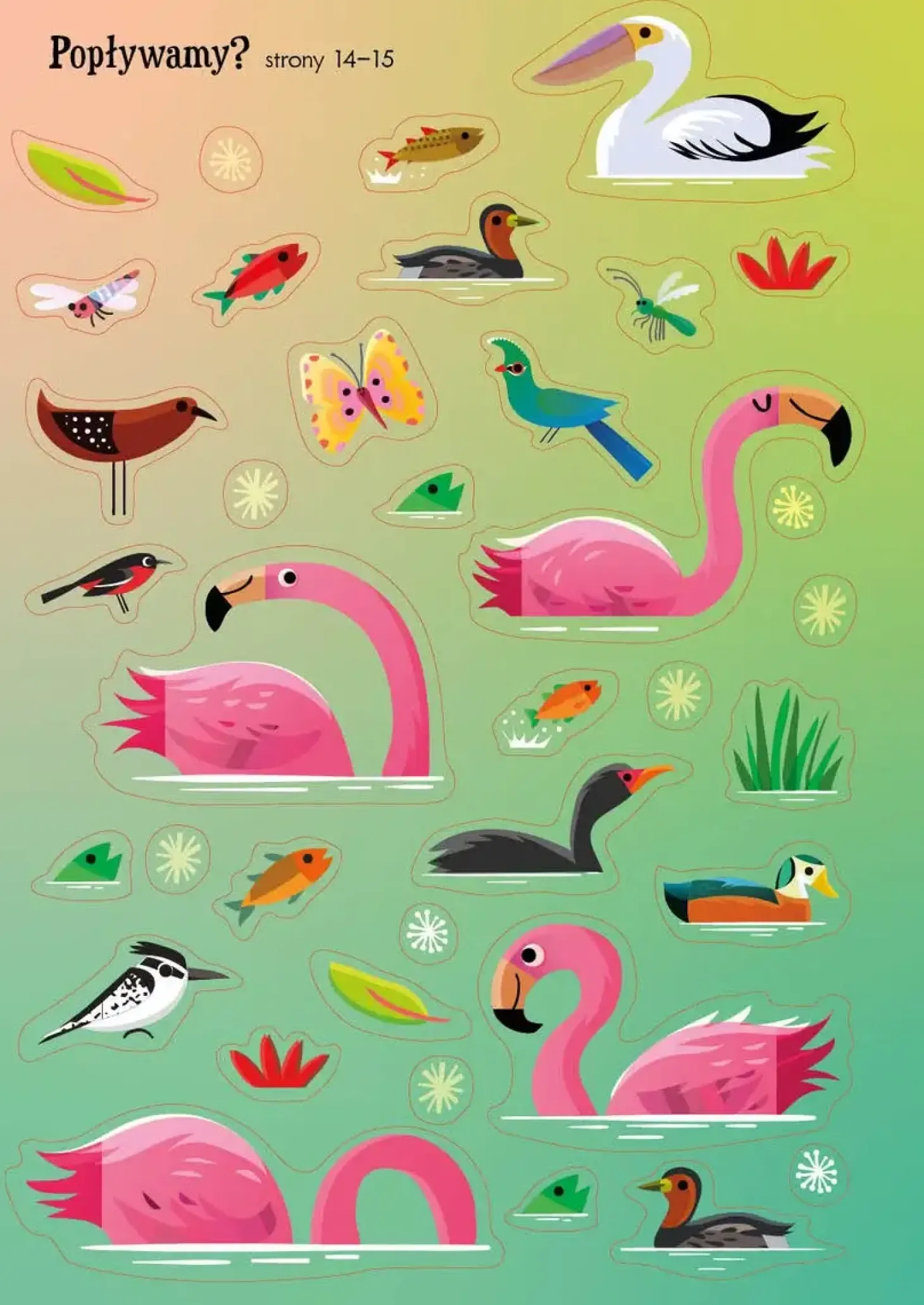 Lubię naklejać. Flamingi