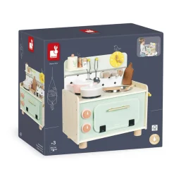 Mała drewniana kuchnia z 9 akcesoriami Shiny Grandma 3+
