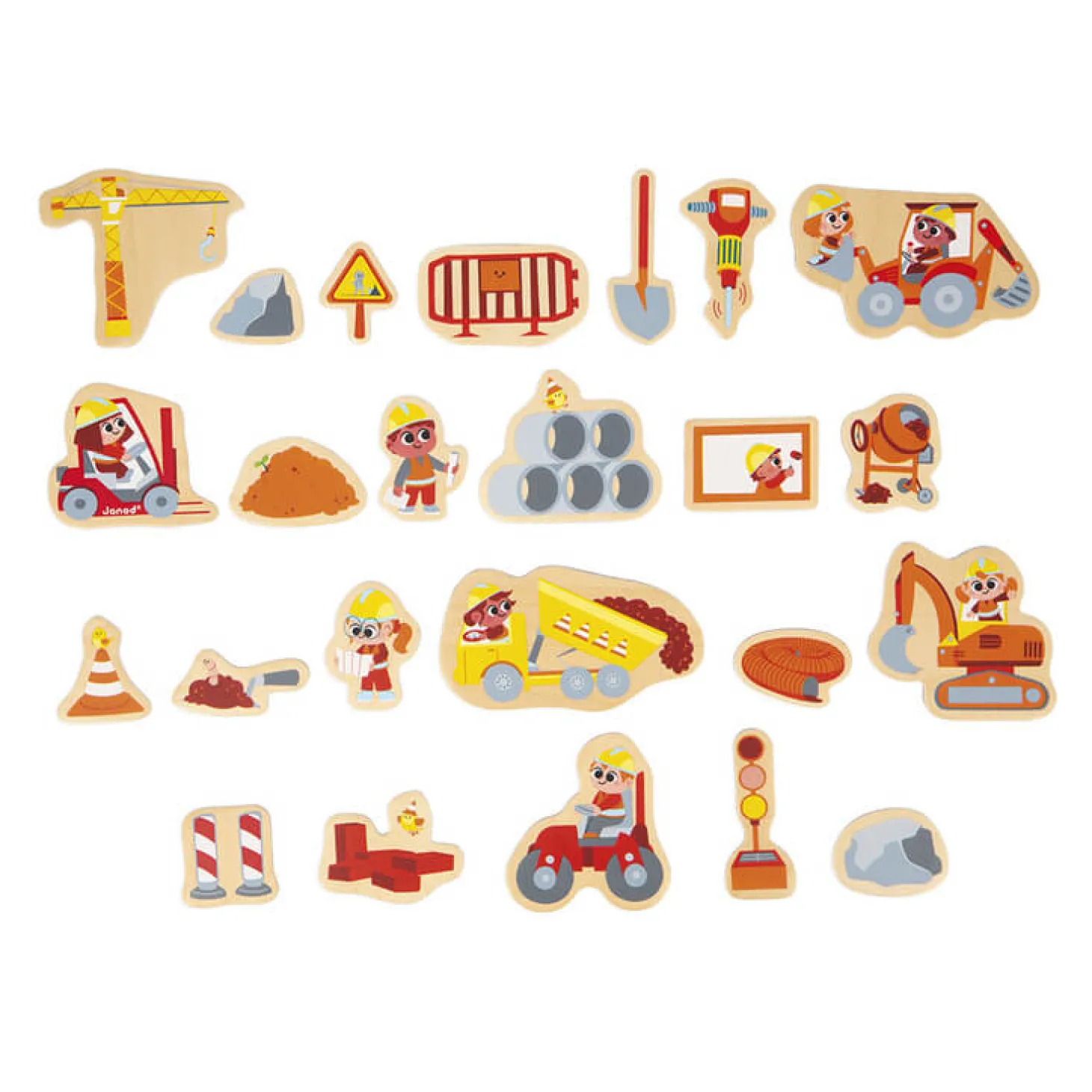 Magnesy drewniane Plac budowy 24 szt. 2+