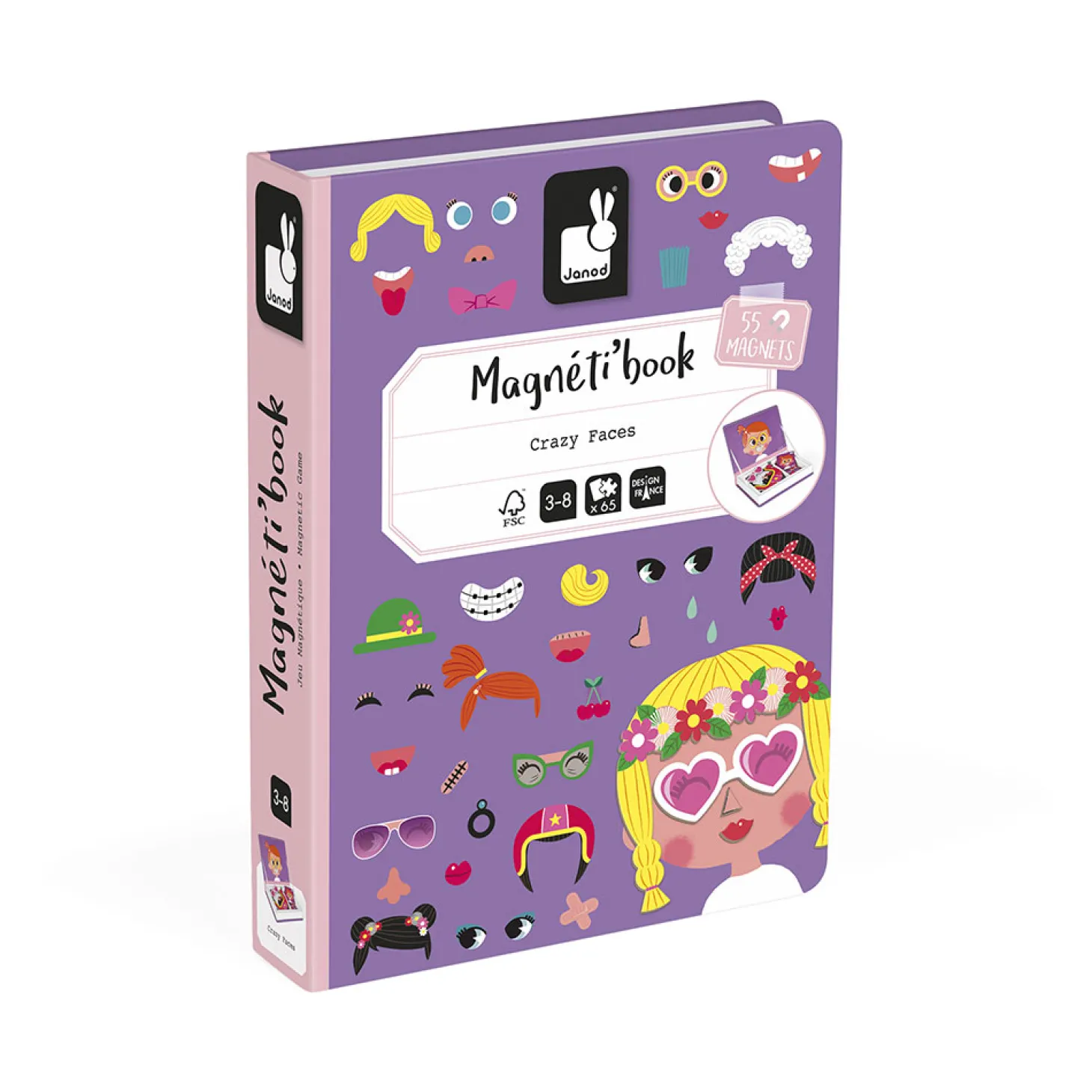 Magnetyczna układanka Śmieszne buzie Dziewczynka Magnetibook